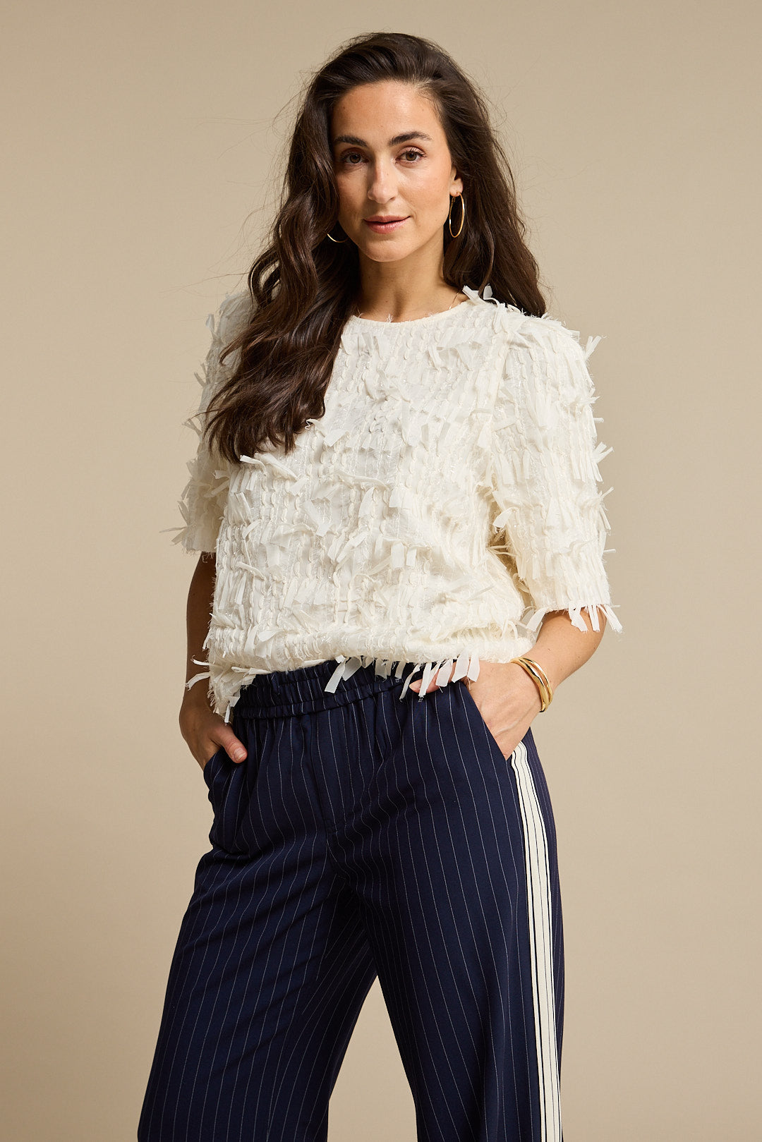 Red Button - Fiona top met ruches