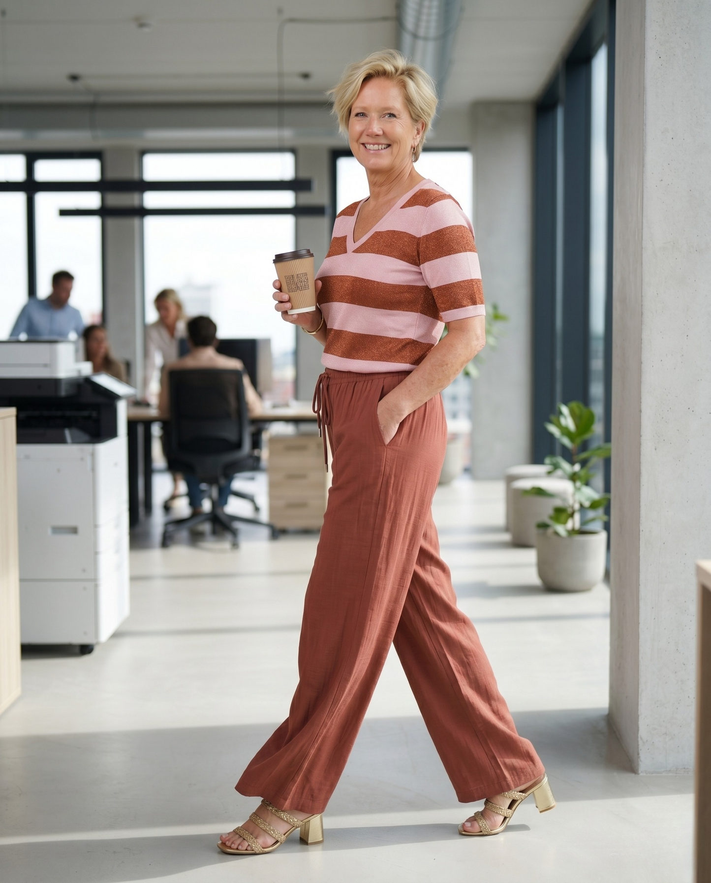 Kaffe - KAregina gestreepte V-hals top