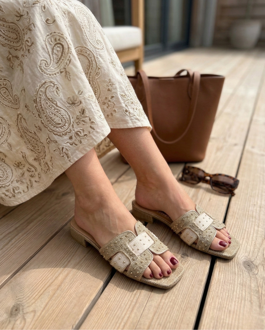 Babouche Lifestyle - Joni | Slipper Goud/Taupe/Beige
