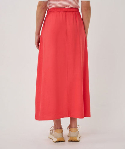 Lange rok met elastische tailleband en slubstof 4