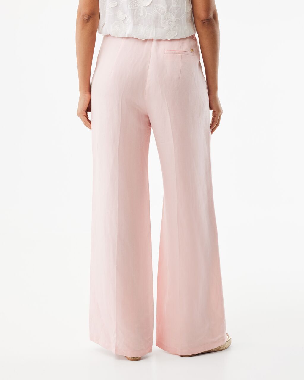 Roze linnen pantalon met wijde pijpen 5
