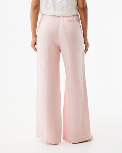 Roze linnen pantalon met wijde pijpen 5