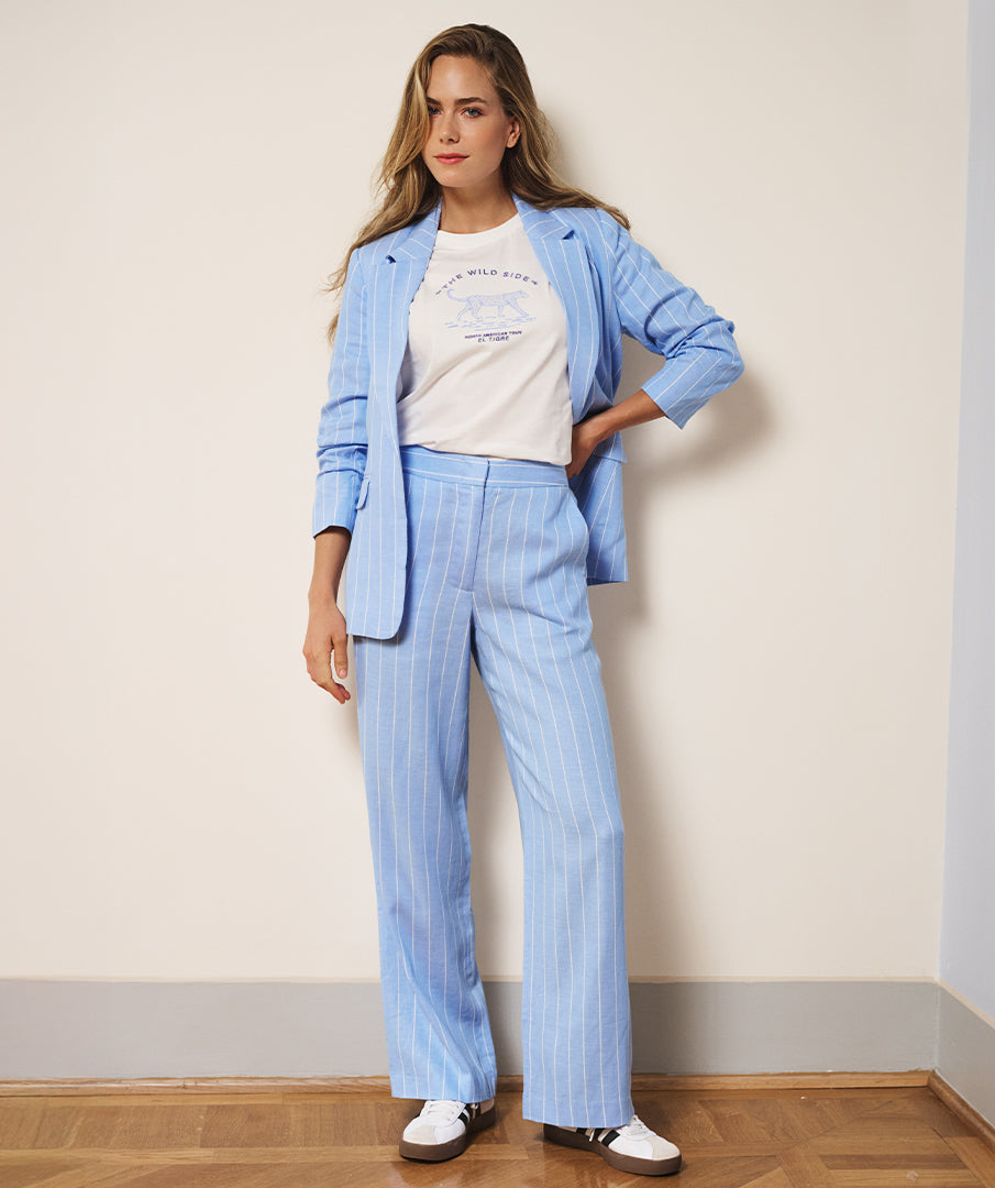 EsQualo - Linnen pinstripe pantalon