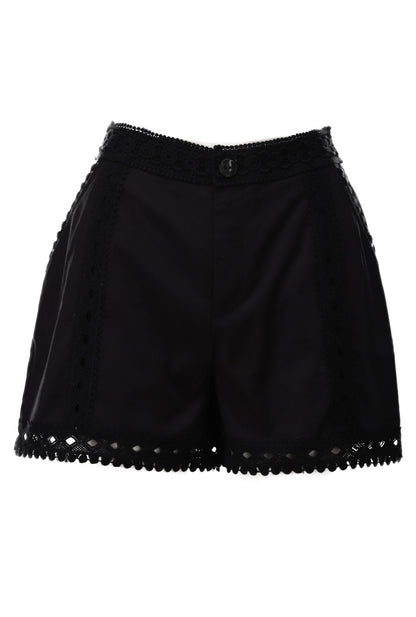 Short met kant in zwart linnenmix1