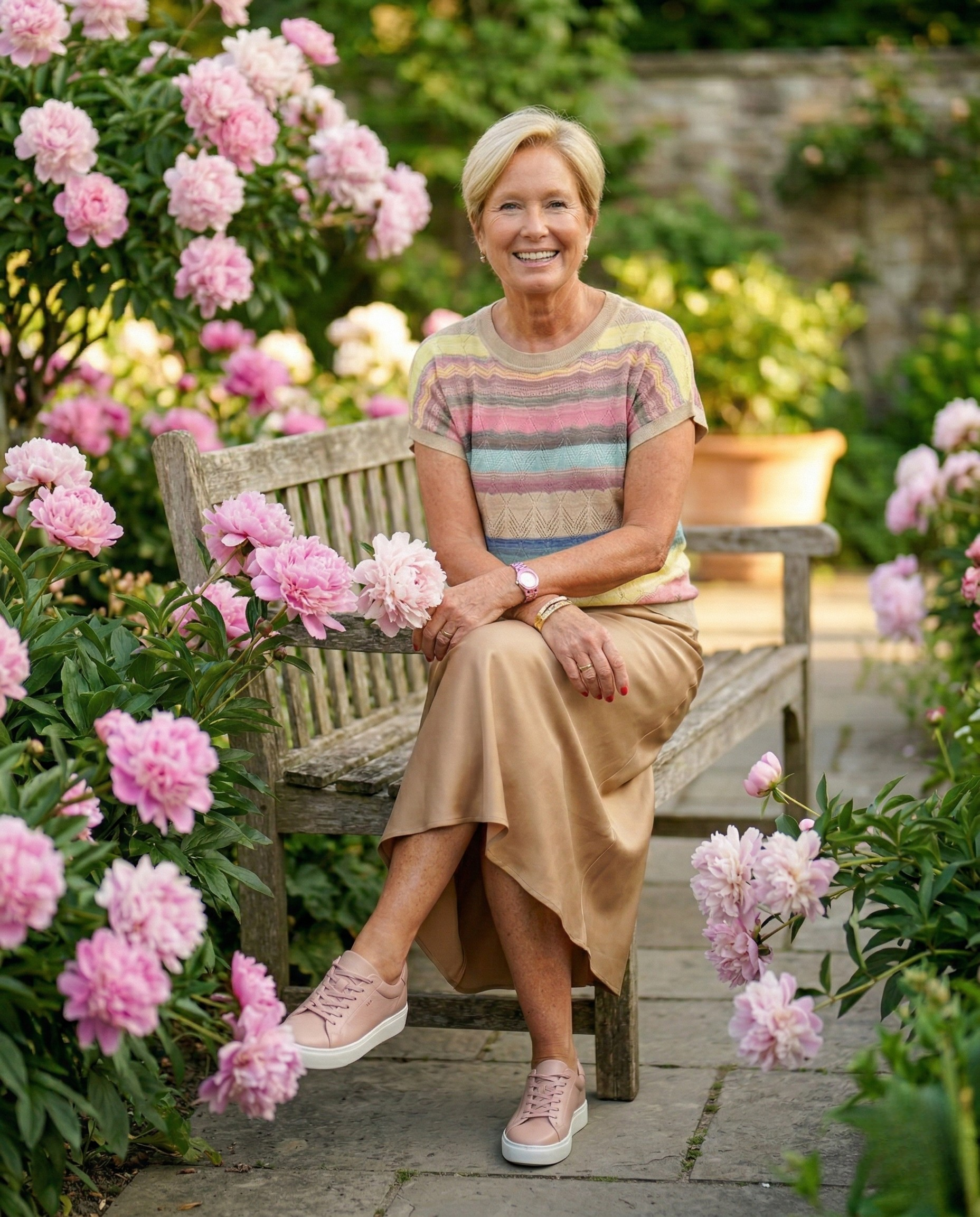 Veelkleurige gestreepte en gebreide top Jerry